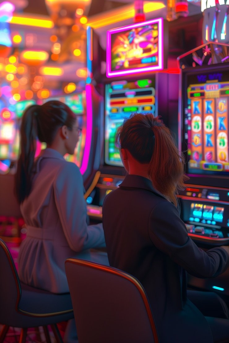 Ilustrasi komitmen responsible gaming dengan pemain yang berhenti sejenak dan menggunakan fitur kontrol permainan